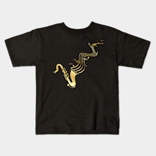 Gold Saxophone Blowing Notes Kids T-Shirt